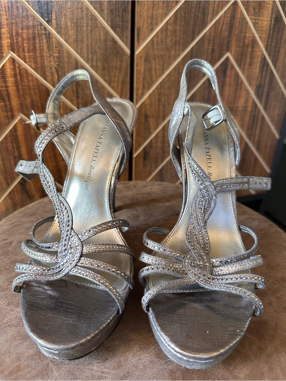 Adrianna Papell Silver Crystal-Strap Dress Sandals
